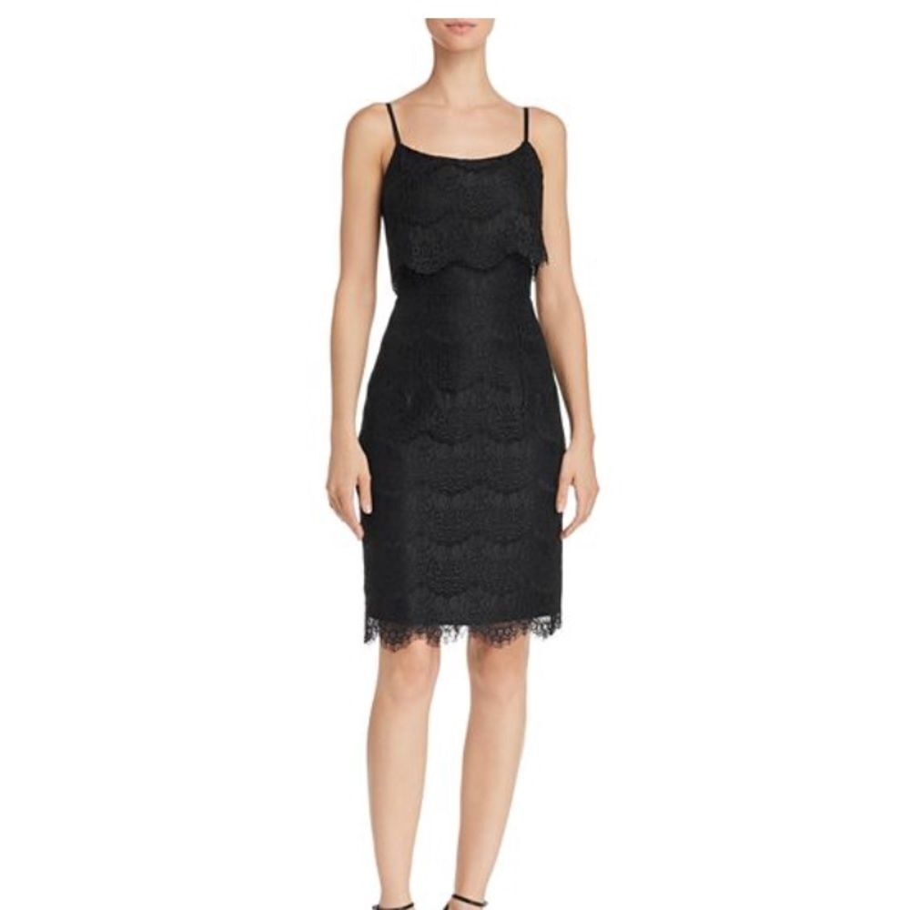 Nanette Lapore Scalloped Lace Overlay Dress Blush